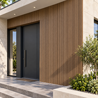 Revêtement mural extérieur en composite WPC rainuré, résistant aux UV et imperméable, style moderne, pour villas et hôtels, WYRAX
