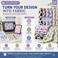 Tissu imprimé personnalisé à motif vache, impression numérique OEM ODM, plusieurs bases pour robes, foulards, sacs, textiles de maison, faible MOQ