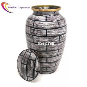 Urne funéraire classique en briques brossées peintes à la main, nouvelle urne commémorative pour cendres humaines ou d'animaux, urnes funéraires décoratives en métal - Product Image 2