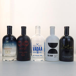 Nordic cetak layar botol roh kaca hitam Matte bening 700ml <span class=keywords><strong>750ml</strong></span> untuk wiski Gin Vodka Rum Tequila Premium Minuman Keras - Product Image 1