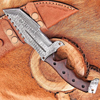 Pisau Tracker Baja Damaskus Buatan Tangan Full Tang untuk Aktivitas Luar Ruangan, Bushcraft, Berkemah, Berburu, Utilitas, Bowie, Tempur, Pisau OEM