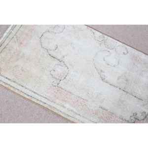 Tapis turc vintage, petit tapis de 1,7x2,8 pieds, tapis en laine blanc gris avec motifs de plantes et d'arbres - Product Image 4