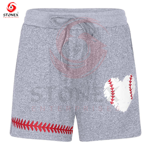 Short d'été en coton imprimé de logo personnalisé short d'été décontracté de couleur unie pour les femmes vente en gros - Product Image 1