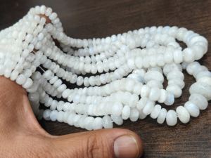 Piedra de luna de arcoíris blanca natural Rondelle Plain Smooth 6 12mm Cuentas graduadas Marca EMINENT JEWEL de alta calidad vendida por hebra 8 - Product Image 3