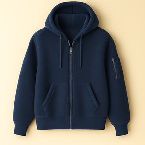 เสื้อฮู้ดดี้เชอร์ปาผ้าฝ้าย 100% ทรงโอเวอร์ไซส์ แขนเสื้อมีกระเป๋า แต่งขอบยางยืดตัดสี สไตล์สตรีทแวร์ แบบสวมหัวและแบบมีซิป แฟชั่นฤดูหนาว 2025 - Product Image 3