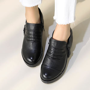 [JSHOE] Bottines à talon compensé en cuir de vache véritable pour femmes, chaussures confortables à plateforme, à enfiler, pour la marche - Product Image 3