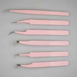 Pinzas de Precisión para Extensión de Pestañas, de Acero Inoxidable, con Punta de Fibra Rosa, Logotipo Personalizado, 90 Grados, Uso Profesional - Product Image 5