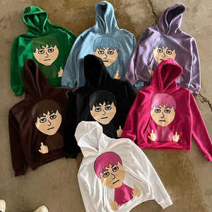 Fabricant de sweat à capuche imprimé en 3D style Y2K avec impression en mousse pour hommes 100% polyester polaire ourlet brut sweats à capuche courts - Product Image 3