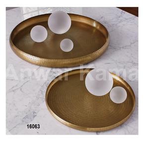 Plateau de service personnalisé en aluminium antique au design unique pour la maison - Product Image 2