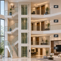 Özel Tasarım 4 Katlı Ev Asansörü, Villa Tadilatı için Cam Kanatlı Kapılı Çekiş Sistemli