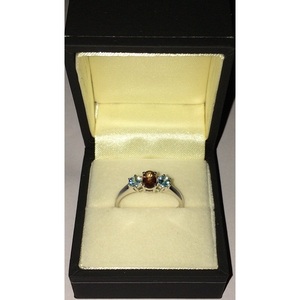 Anillo Hecho a Mano para Mujer con Cuarzo Ahumado Natural y Topacio Azul Cielo, Plata de Ley 925, Platino, Joyería para Uso Diario de Shah Gems - Product Image 1
