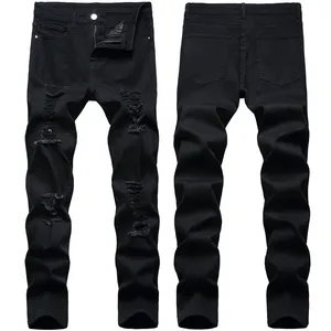 Pantalones vaqueros elásticos para hombre teñidos en negro, pantalones vaqueros rectos sueltos de talla grande, pantalones vaqueros informales formales para hombre, envío rápido, tela Premium para hombre