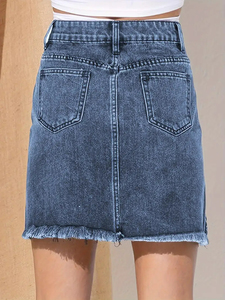 กระโปรงผ้ายีนส์สำหรับผู้หญิงกระโปรงยีนส์ระบายอากาศได้ดีดีไซน์ยอดนิยมปรับอัตราได้ - Product Image 5