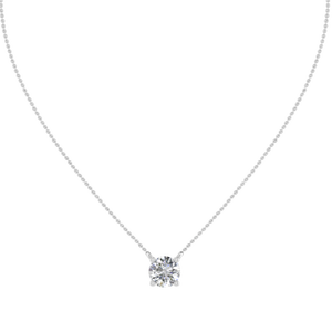 Collar de Lujo con Colgante de Moissanita de Corte Brillante, Chapado en Rodio sobre Oro Sólido de 14K, Certificado IGI, Cadena de Eslabones, para Compromiso - Product Image 2