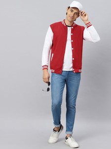 Nueva chaqueta Varsity de lana roja de diseño personalizado para hombre, chaqueta Bomber de béisbol universitaria con cierre de botones y bolsillos interiores Letterman - Product Image 5