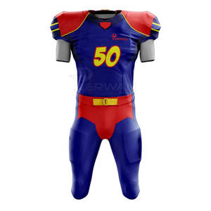 Maillot de football américain personnalisé, uniforme respirant à manches courtes, ensembles de vêtements d'équipe, 100% polyester, pour hommes, toutes saisons - Product Image 1