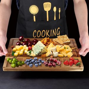 Tabla de cortar grande de madera con logotipo personalizado con contenedores, plato para servir, bandeja de comida, plato de cena/fruta de madera de acacia Rectangular - Product Image 6