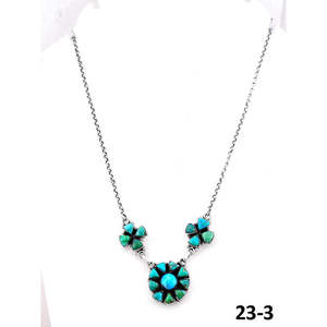 Collier artisanal du sud-ouest à motif floral Émeraude Verte avec turquoise eau blanche et argent sterling, idéal pour un cadeau - Product Image 1
