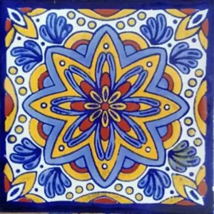 C #124 Azulejos de cerámica mexicanos hechos a mano TalaVERA arte de mosaico con influencia española pulido para sala de estar dormitorio uso Interior - Product Image 1