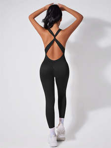 Mono Deportivo Ajustado con Cierre para Mujer, Costuras Planas, para Gimnasio, de una Pieza, sin Mangas, con Leggings - Product Image 5