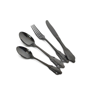 Ensemble d'argenterie de luxe en acier inoxydable noir miroir Utilisation de la vaisselle et des restaurants au meilleur prix - Product Image 1