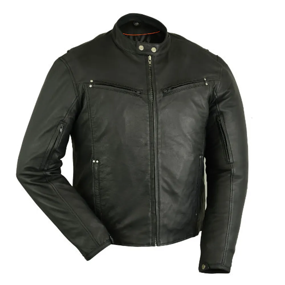 Latest Best Design Comfortable 2023 High Quality Sheep Skin Stand Collar Men Leather Jacket
