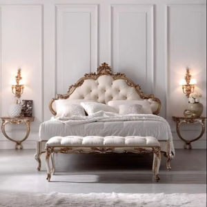 Base de Cama King de Madera Maciza, Cama de Lujo Hecha a Mano con Pie de Cama, Muebles de Dormitorio de Madera Tallada a Mano, Calidad Premium - Product Image 1