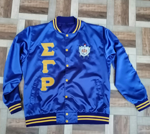 Top Vente Divine Nine Sororité Sigma Gamma Rho Bomber Vestes Sororité SGR Fermeture Éclair Soie Satin Welted Poches Broderie - Product Image 6