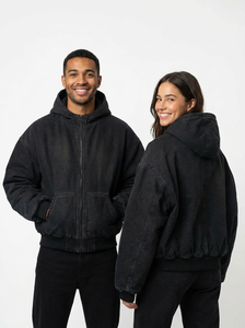 Sweat à capuche en molleton 100% coton, vente chaude, manches oversize, fermeture éclair sur le devant avec capuche, style décontracté, lavage à l'acide personnalisé, sweat à capuche grande taille - Product Image 4