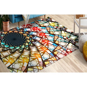 Tapis imprimé à motifs fractals vibrants - Moderne, antidérapant, personnalisable, avec poils doux - Product Image 2