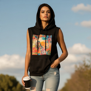 Women's Sleeveless Hoodies Workout Running Fitness Exercise Singlet Hooded Pullover <b>Leopard</b> Sleeveless <b>Hoodie</b> Ladies - Product Image 3