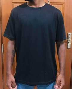 Camiseta de manga corta informal para hombre de talla grande al por mayor, Impresión de logotipo personalizado, poliéster liso, algodón, corte holgado, tejido vaquero - Product Image 5