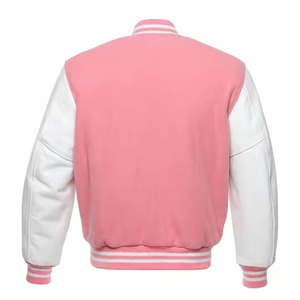 Chaqueta universitaria de béisbol Bomber negra de poliéster lisa en blanco con logotipo impreso personalizado al por mayor para hombre - Product Image 2