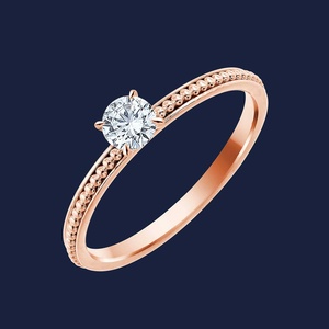 Anillo de Diamantes con Cuentas Redondas para Uso Diario, Apilable, con Diamante Redondo Cultivado en Laboratorio de 0.30 Quilates H+-SI en Oro Sólido de 14K - Product Image 2