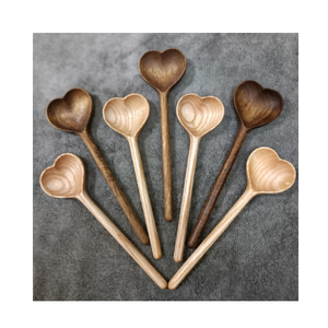 Cucharas de mesa reutilizables ecológicas, cuchara de madera natural lisa de varias formas de alta calidad para sopa - Product Image 3