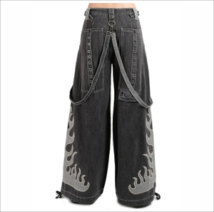 Pantalones vaqueros personalizados Y2K con costuras destruidas para hombre, ropa de calle gótica vaquera lavada negra, pantalones holgados desgastados, servicio OEM - Product Image 6