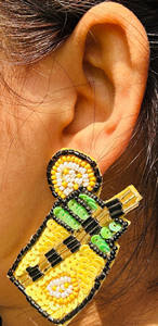 Handmade Embroidered Seed Bead Glass Shape <b>Fashion</b> <b>Drop</b> <b>Earrings</b> for Women and Girls Direct From India - Product Image 2