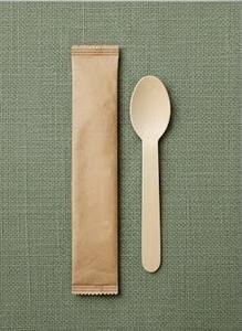 Cuchara Desechable Biodegradable de Madera de Magnolia Conifera Ligera y Ecológica de 6.3 Pulgadas, Precio de Fábrica KEGO Vietnam, Envuelta en Papel Kraft - Product Image 3