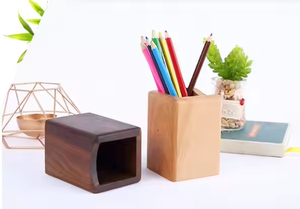 กล่องเก็บของแข็งแกะสลักที่ใส่ปากกาไม้วอลนัทไม้ที่สร้างสรรค์ขายส่งงานฝีมือรูปพระจันทร์เสี้ยว - Product Image 4