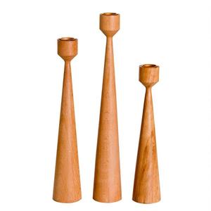 Ensemble de trois bougeoirs en bois Bougeoir décoratif fait à la main de qualité supérieure Bougeoir en bois de créateur élégant et classique - Product Image 1