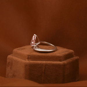 Bague Solitaire Designer en Or Blanc 14kt Original Leb Diamant Rond Brillant et Poire VVS Clarté Bijoux Élégants - Product Image 2