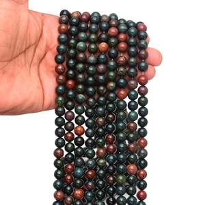 Natural Bloodstone Round <b>Loose</b> <b>Beads</b> 15 Strand Gemstone for Jewelry Making Fashion Wholesale Bulk Supply - Product Image 1