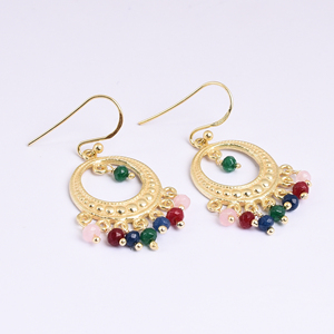 Pendiente colgante de cuentas naturales de Plata de Ley 925, pendiente de moda clásico chapado en oro para regalos de boda o fiestas para mujeres - Product Image 1