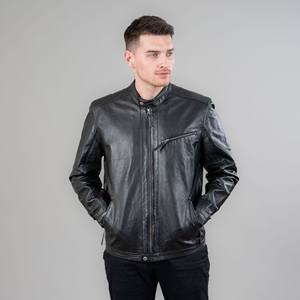Veste en cuir personnalisée pour hommes vente en gros veste d'extérieur en cuir véritable pour hommes veste à fermeture éclair de haute qualité à manches longues - Product Image 2