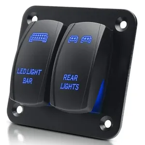 Waterproof LED Marine Rocker Switch Panel 12V-24V 5 Pin Auto Toggle Switch On Off Aluminum Push Button Switch Panel