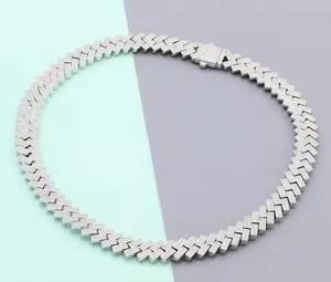 Luxurious 12mm Cuban Link <b>Chain</b> square Brilliant Cut Diamond <b>Fine</b> <b>Chains</b> Necklaces for Wedding and Party Wear - Product Image 1