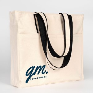 Bolsa de Lona Personalizada con Cremallera, Color Sólido, Asa Negra, Bolsillos Delanteros de 16 x 14 x 4 Pulgadas (40 x 35 x 10 cm) - Product Image 6