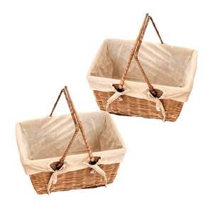 Corbeille à fruits tissée décorative Panier de rangement Grand panier en osier avec poignées pour la cueillette de fleurs, fruits et légumes - Product Image 1