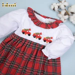 Car carrying Christmas hand embroidery dress OEM ODM kids smock dress customized hand embroidery wholesale manufacturer - BB2918