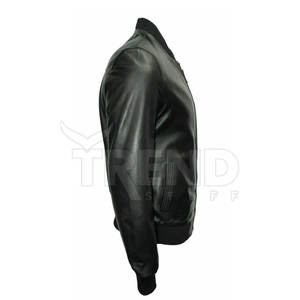 Haute qualité hommes peau de mouton noir véritable Bomber veste High-Street Style hiver col montant en gros toutes tailles-toile - Product Image 2